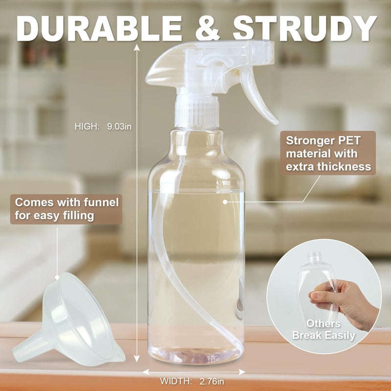 Airbee Plastic Spray Bottles (2-Pack, 16.9 Oz) Heavy Duty Spraying, Mist & Stream, Empty Water Sprayer Bottle for Cleaning Solutions, Essential Oils, Hair, Plants, BBQ, Dog Cat Behavior Correction (Clear) - Image 2